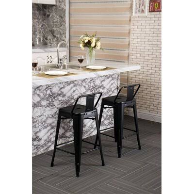 Grady Solid Wood 24x22 Counter Stool 17 Stories Color: Black TMK0_E1MHK92