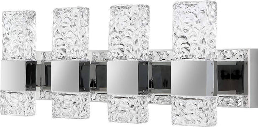 Bathroom LED Crystal Vanity Light Fixtures Over Mirror 4 Lights ,Chrome Stainles - New MQX6_W8JEK54