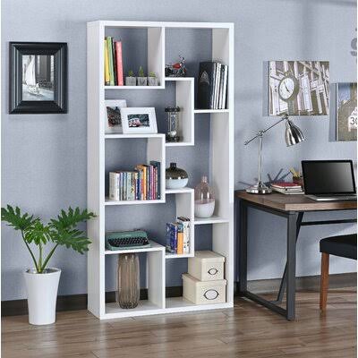 Gavyn 73.3x22 H x 35.4x22 W Geometric Bookcase Wade Logan Color: White WAE8_P0JLV69