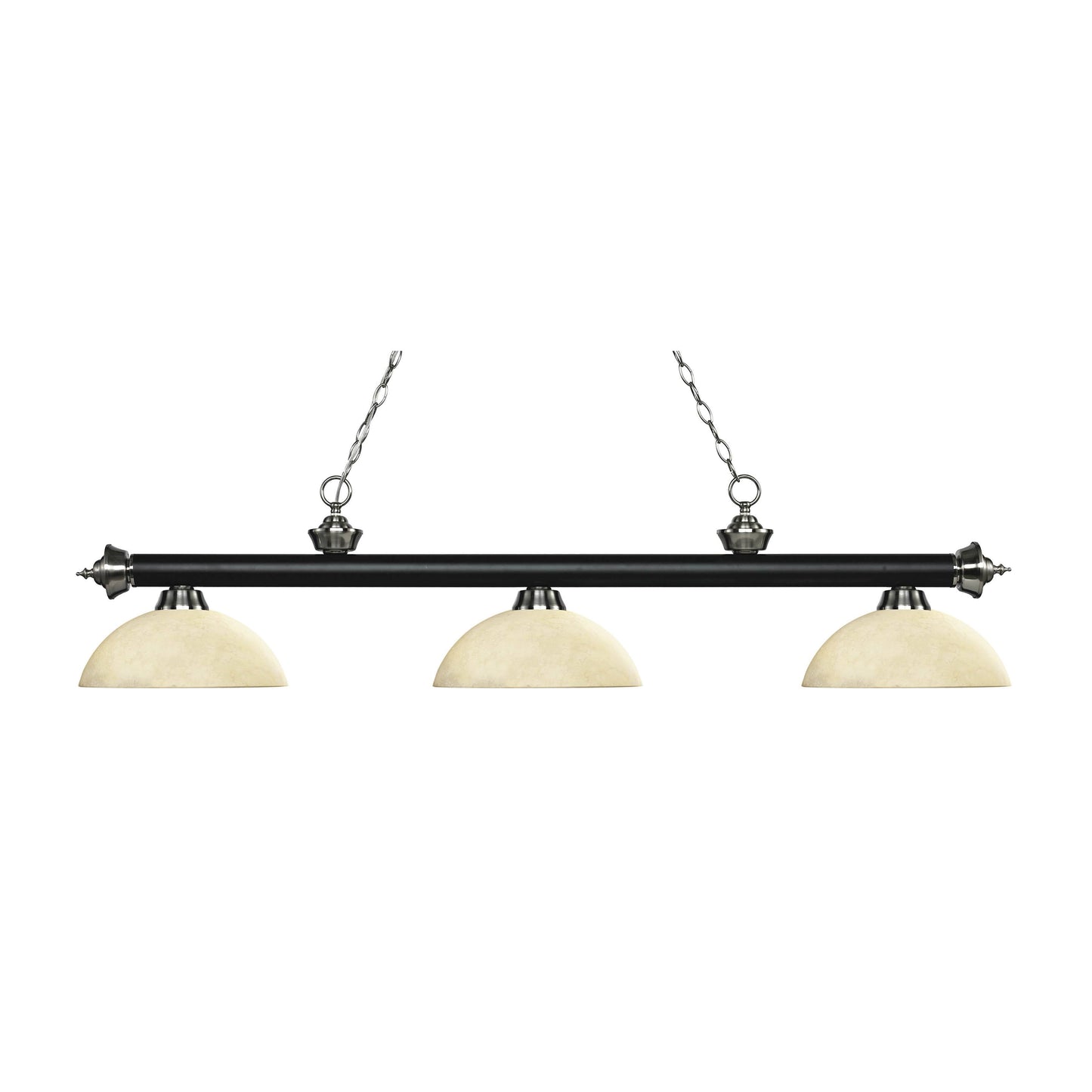 Avery Home Lighting Rivera Matte Black  Brushed Nickel 3-Light Island/Billiard Dome Golden Mottle-finished Light (Island /  DRG4_H3FZJ25