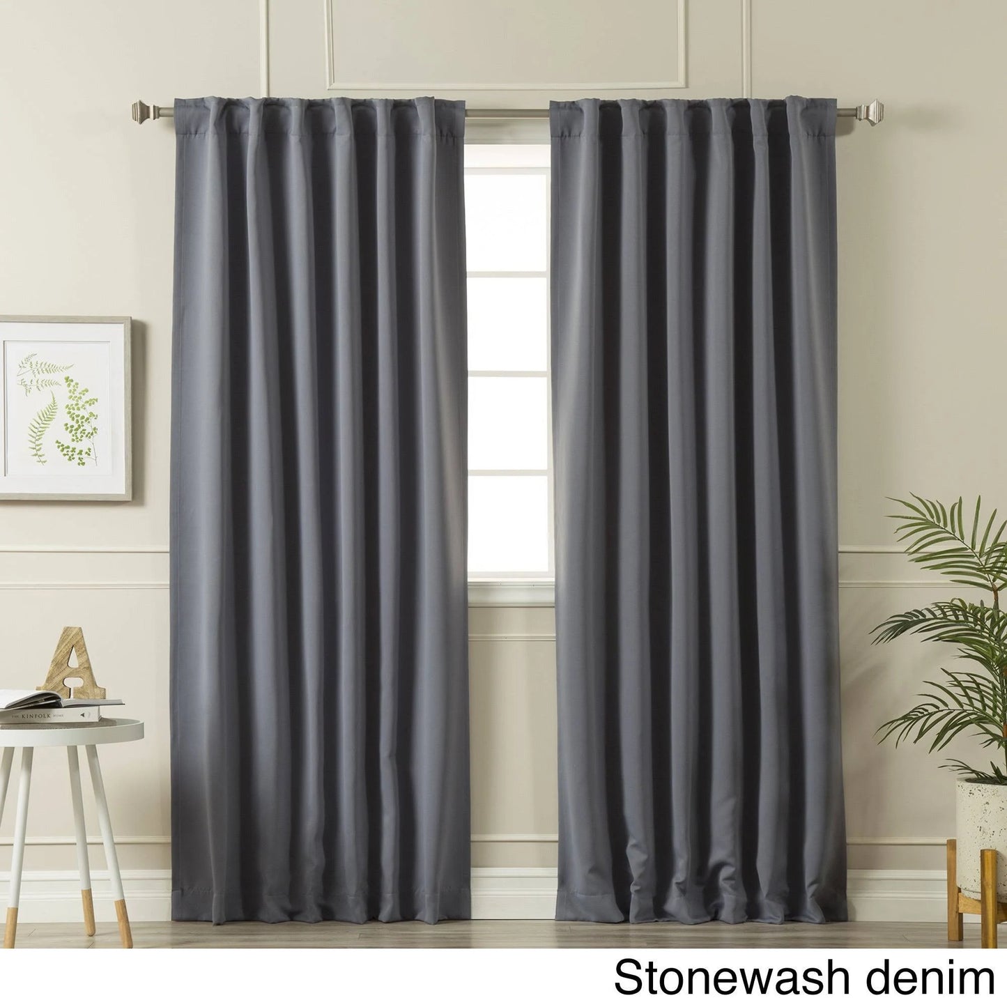 Aurora Home Solid Insulated Thermal Blackout Curtain Panel Pair - 108x22L / Stonewashed Denim YBP5_T2PIZ48