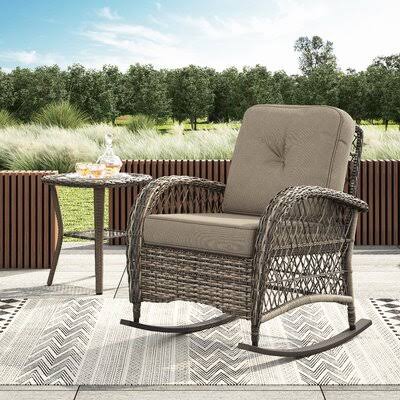 Patrica Rocking Chair with Cushions Bayou Breeze Frame Color: Brown, Cushion Color: Brown AHD6_W2HWL21