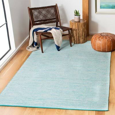 Leonardo Handmade Flatweave Cotton Aqua/Blue Area Rug Rosecliff Heights Rug Size: Rectangle 9 x 12 ICA5_A3BZD55