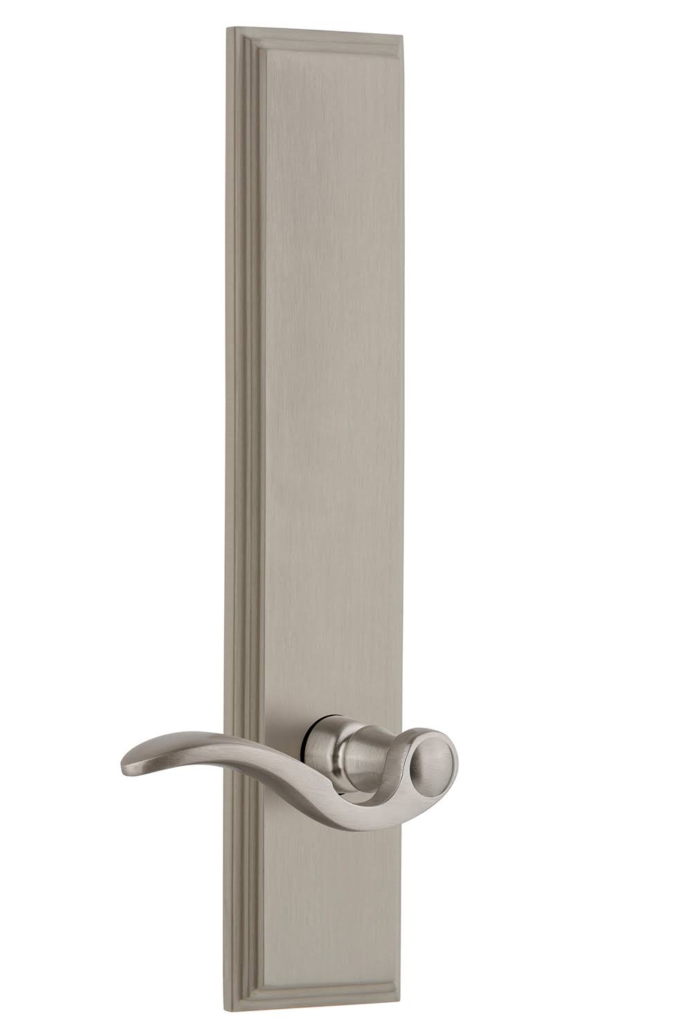 Grandeur Carre Tall Plate Privacy Bellagio Lever in Satin Nickel QTE8_Z7IVH82