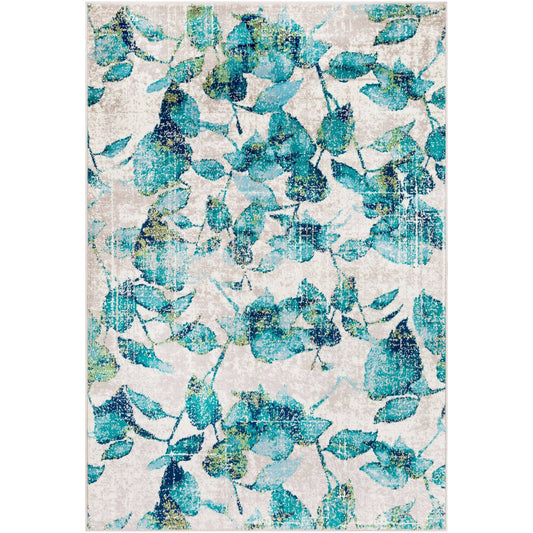 Tiwari Home 8.8 x 12.8 Transitional Style Aqua Blue and Gray Rectangular Area Throw Rug XUP5_A1QIV93