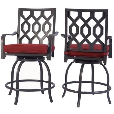 Fordland 23.8x22 Patio Bar Stool with Cushion Williston Forge Cushion Color: Burgundy TPT4_O0FTS06