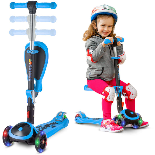 Y100 2-in-1 Scooter for Kids with Folding Removable Seat - Blue WRW1_J5KJK86