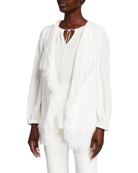 Kobi Halperin Womens Brielle Fringe Knit Vest - Ivory - Size Small DYQ0_C8ZBA22