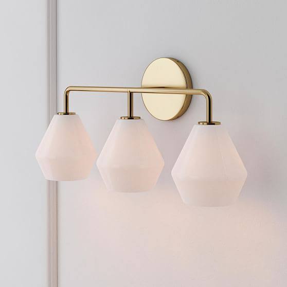 Sculptural 3 Light Sconce, Geo Mini, Milk Brushed Nickel, 6.5x22 7393020 VLN2_P0MSB23