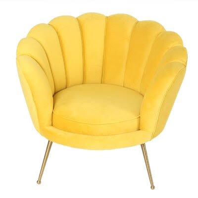 Montclare 35x22 Wide Tufted Velvet Barrel Chair Everly Quinn Fabric: Yellow HFK4_P3YCO09