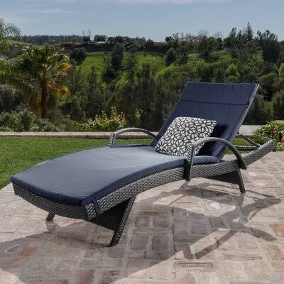 Sol 72 Outdoor Rebello Outdoor Wicker Armed Chaise Lounge with Cushion AZI5_I2FOV13