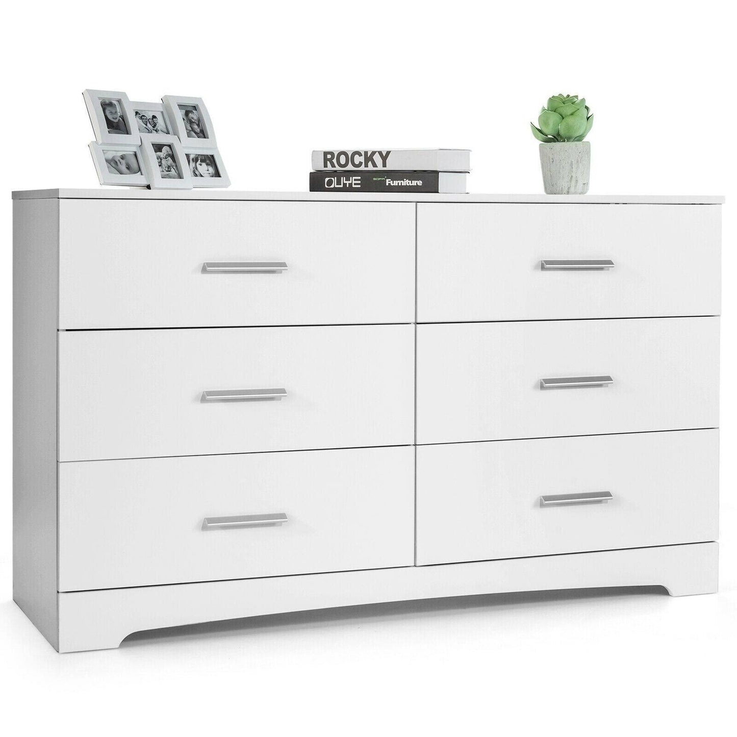 6 Drawer Double Dresser Chest of Drawers Storage Cabinet Organizer-White - 51x22 x 19x22 x 31x22 (L x W x H) KKN4_T6UKU99