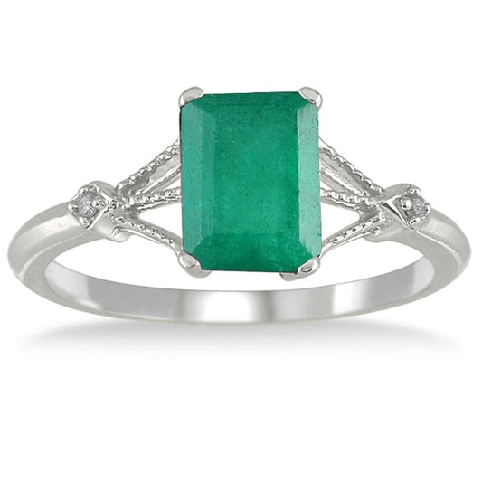 1.60 Carat Emerald and Diamond Ring in 10K White Gold - 8.0 XGP7_L9VAD51