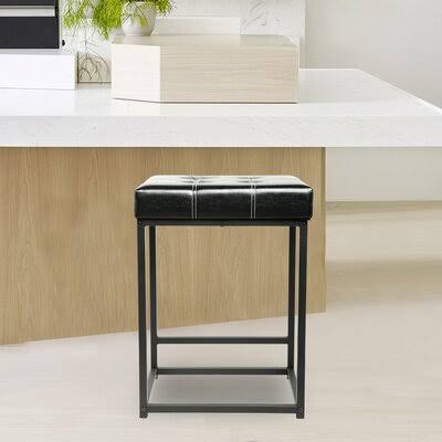 Dunshee Bar Stool Everly Quinn Upholstery Color: Black, Pack Size: 1, Base Color: Gray LIM0_W7PVT07