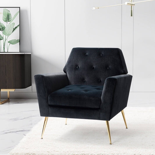 Lilia Upholstered Armchair with Tufted Back - Black RNB9_W1KNS53