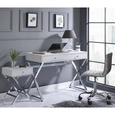 Boonvile Desk with End Table Everly Quinn Color (Top): White PEK9_D4YGO43