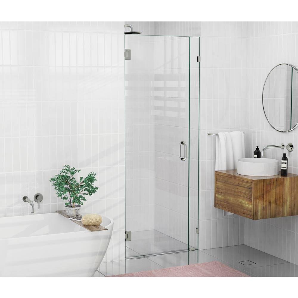 Glass Warehouse GW-WH-31-25-BN 31.25x22 W x 78x22 H Hinged Frameless Shower Door Finish: Nickel YEX1_Y9RQD55