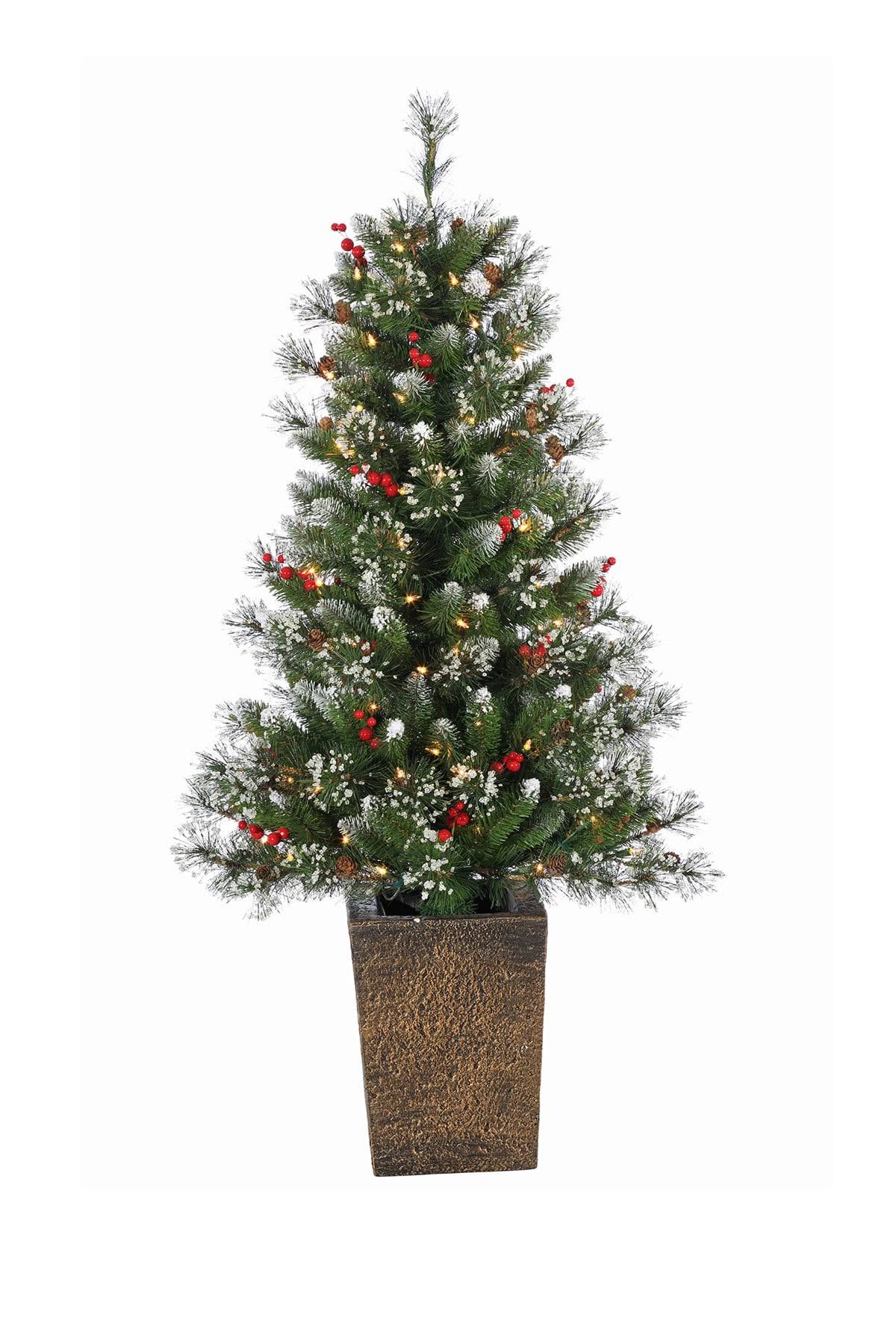 Sterling 4& Pre-Lit Potted Glazier Pine Christmas Tree Green KGZ1_L3GCF61