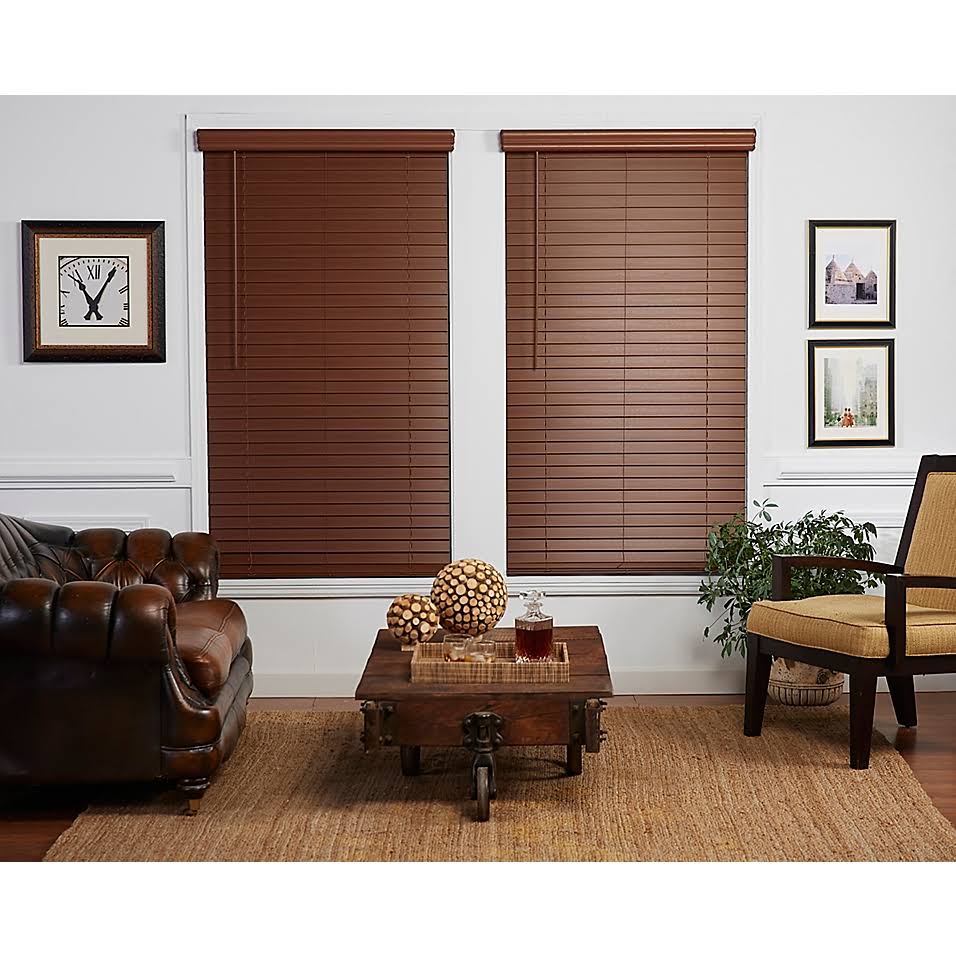 St. Charles Room Darkening 58x22 x 48x22 Cordless Faux Wood Blind in Dark Oak QWF6_S1GLF43