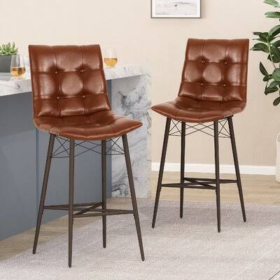 30.25x22 Bar Stool 17 Stories Upholstery: Light Brown CHS9_W7POD05