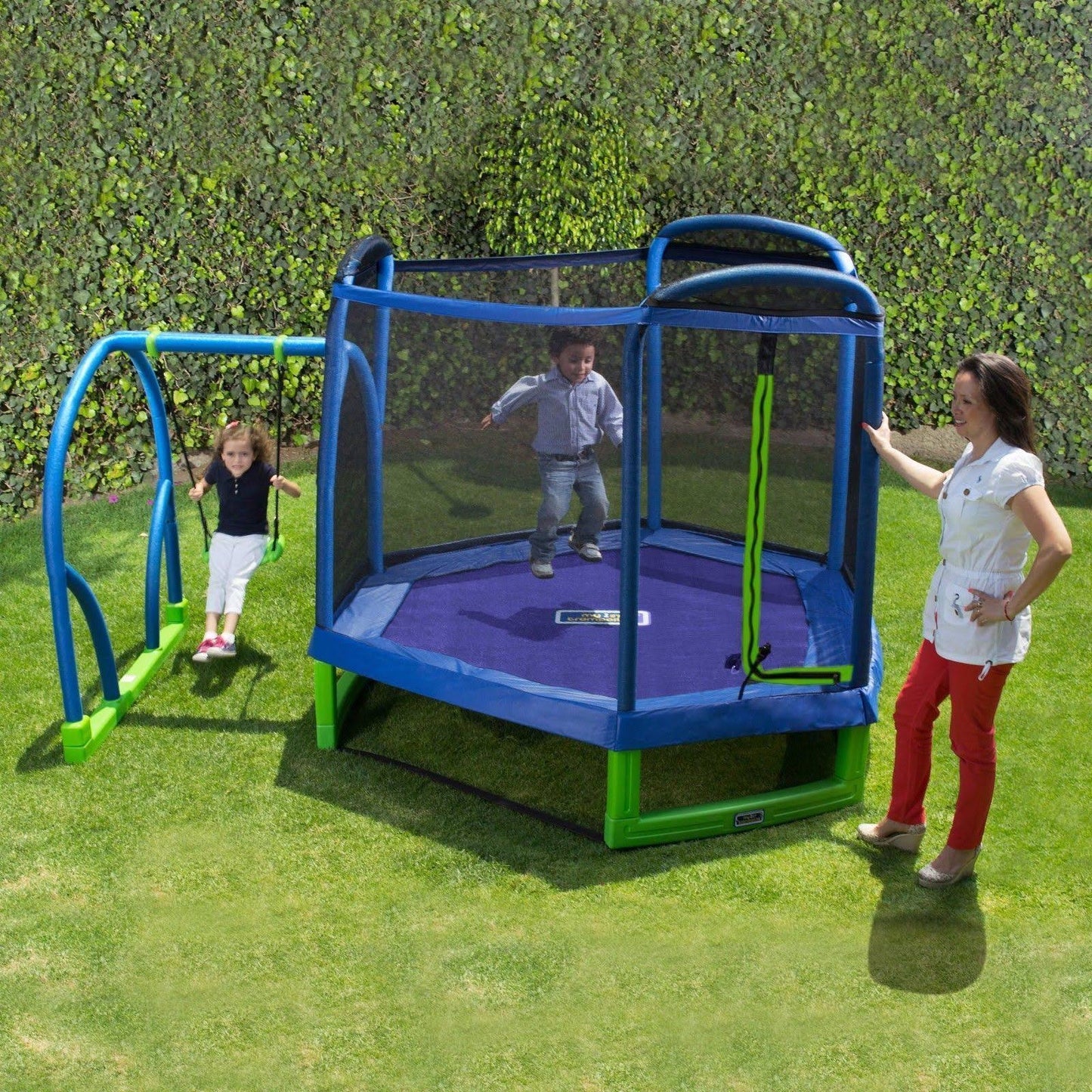 Bounce Pro Swing Set Trampoline Outdoor Playground Play Swingset Playset Bouncer Kids Child URC2_G0PXP04