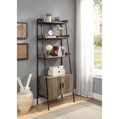 Gainell 72x22 H x 28x22 W Iron Standard Bookcase 17 Stories Color: Rustic Oak KBX3_P1IEN96