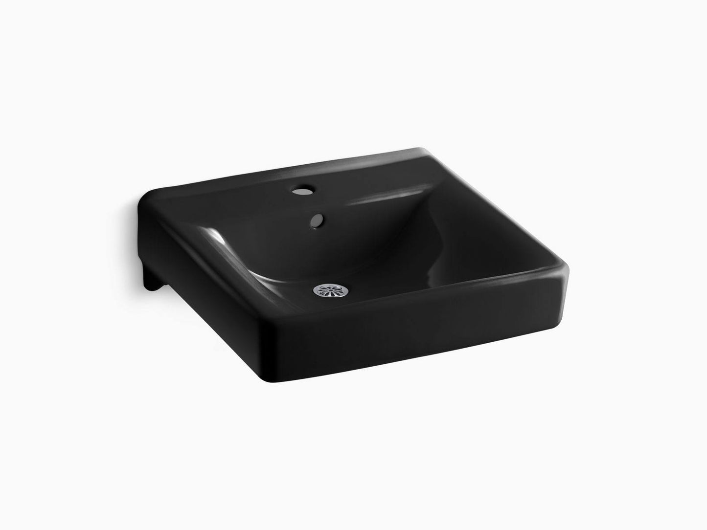 Kohler K-2084-7 Soho 20x22 x 18x22 wall-mount/concealed Arm Carrier Bathroom Sink with Single Faucet Hole Black Black TIU1_F3DBB31