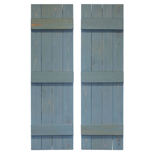 Dogberry 14-in W x 72-in H Provincial Blue Board and Batten Wood Exterior Shutters | WTRAD1472BLUEDOUB LEA7_V4TQH39