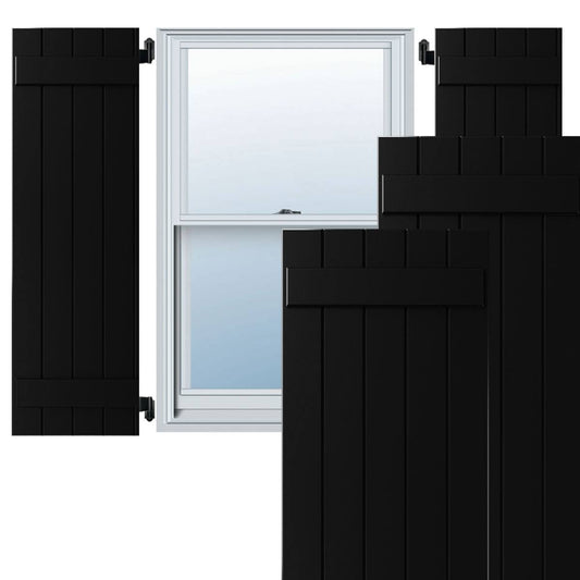 Ekena Millwork CWB18X070BLC 18x22W x 70x22H Exterior Five Board (2 Batten) Composite Board-n-Batten Shutters (Per Pair), Black HOU4_I4EKX13