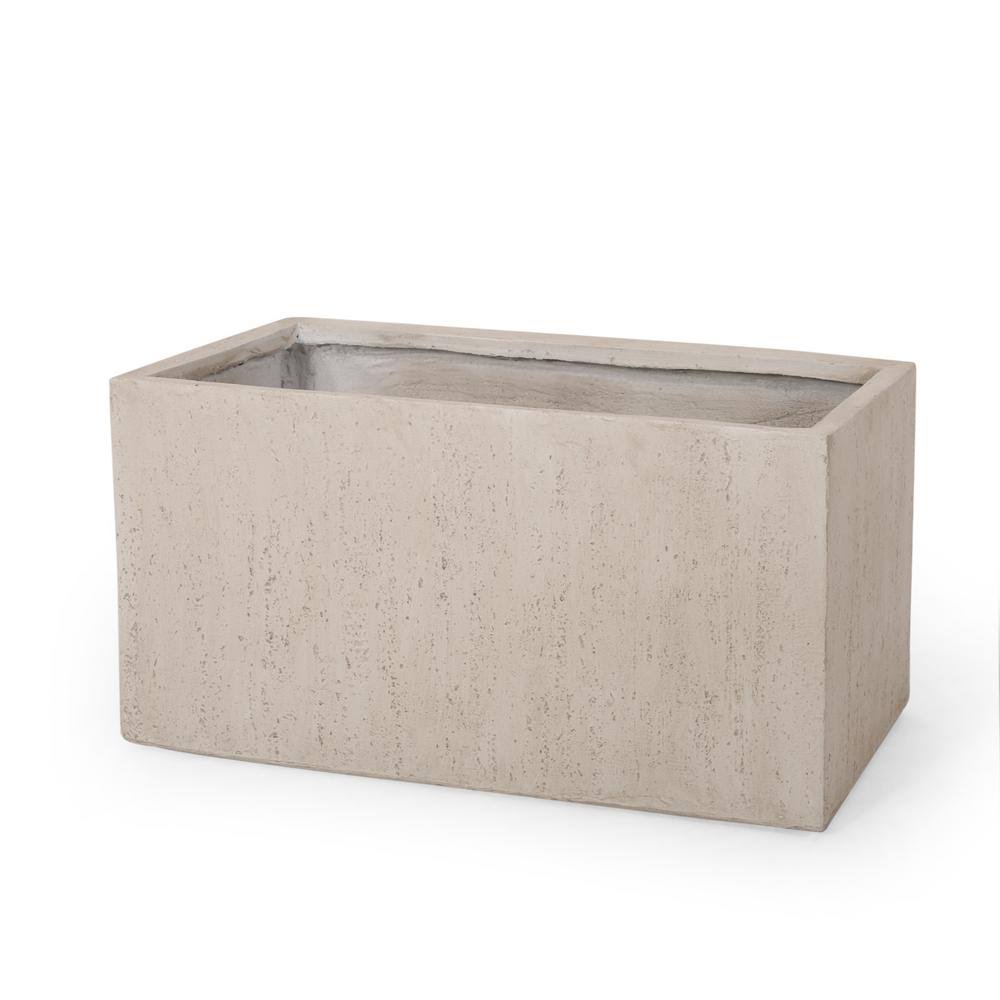 Bailor Outdoor Cast Stone Rectangular Planter, White, Size: Medium EGJ9_D5KSZ85