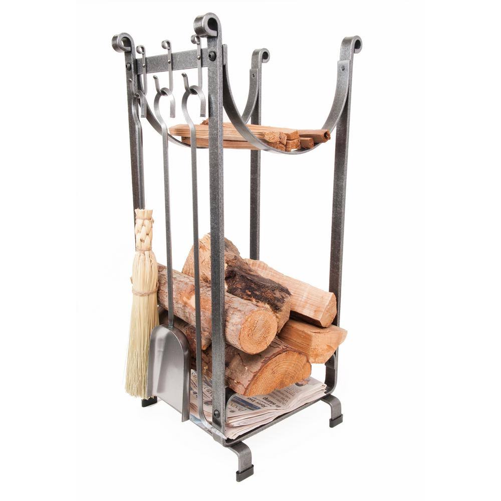 Enclume Design Sling Log Rack with Newspaper Holder and Tools TVK7_L4ROD34