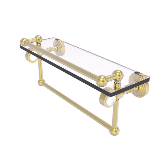 Pacific Grove Collection Glass Shelf with Gallery Rail and Towel Bar with Smooth Accents - Satin Brass / 16 inch NCS1_L9MWK33