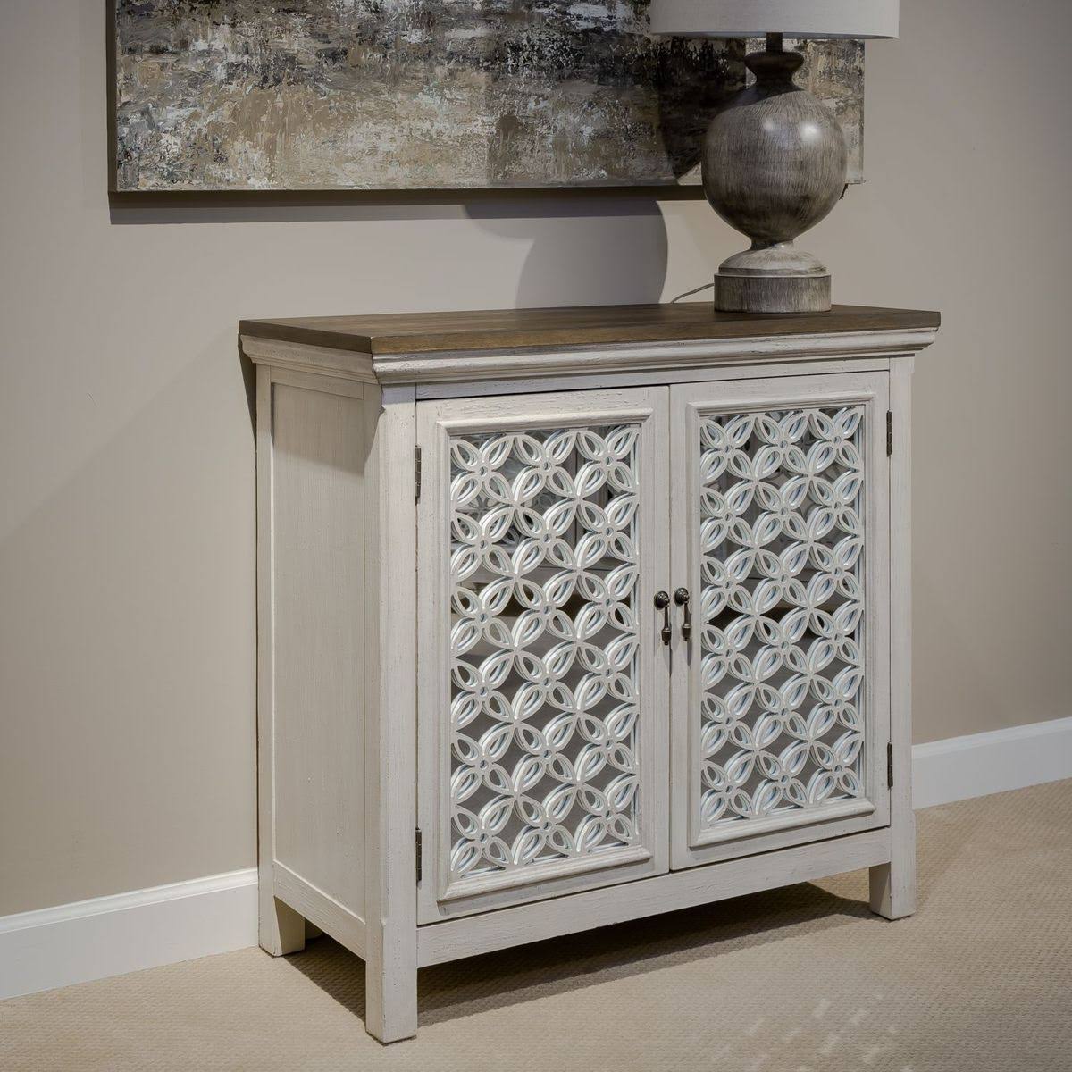 Liberty Westridge 2012W-AC3836 2 Door Accent Cabinet in Wire Brushed Gray and Worn Wood Top PTJ8_V2UIY51