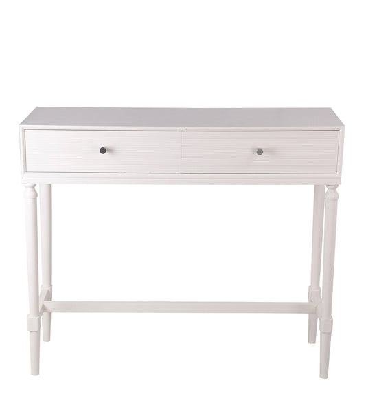 Benzara BM216886 2 Drawer Wooden Console Table with Turned Legs White FDP0_B9PEP07