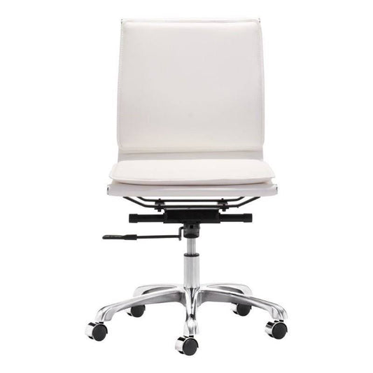 Brika Home Modern Leatherette Armless Office Chair in White BR-419604 FHR2_P0YGG73