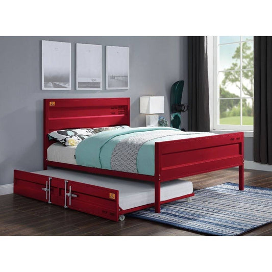 Q-Max Panel Headboard Low Profile Footboard Red Finish Full Bed JGN8_B8IPW67