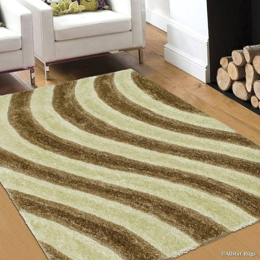 Allstar Champagne Modern 3D Wavy Line Design Rug - 10& 5x22 x 7& 5x22 JTR0_P6DTL87