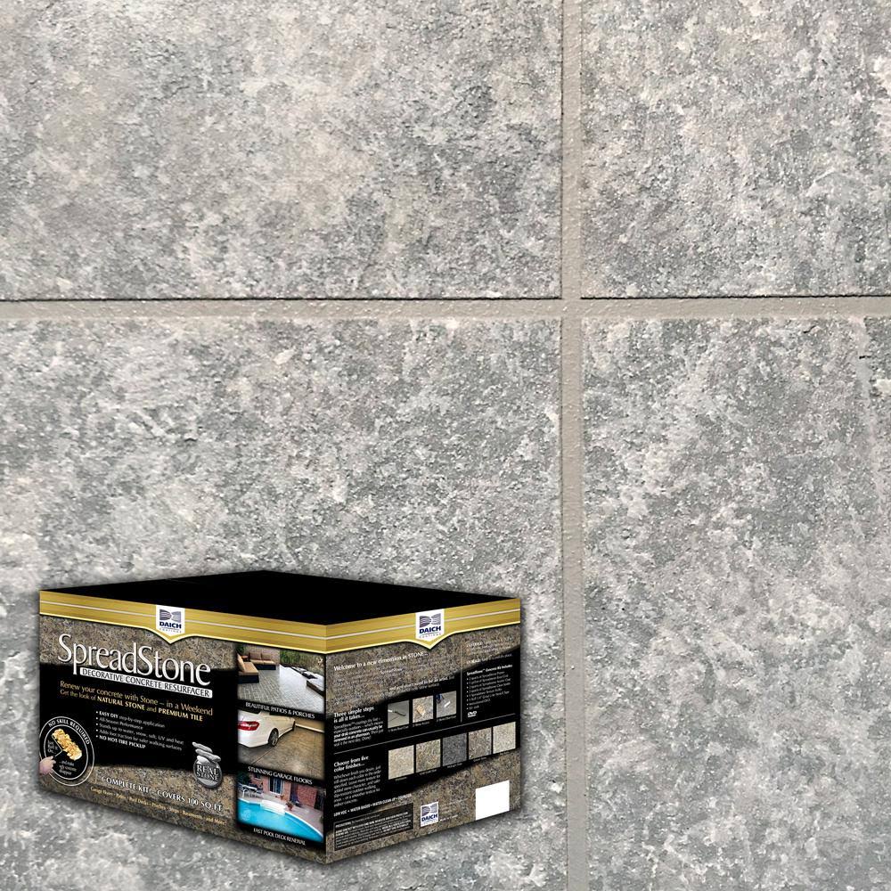 SpreadStone 10 gal. Summit Grey Satin Interior/Exterior 400 sq.ft. Decorative Concrete Resurfacing Kit HMA6_S7YVH74