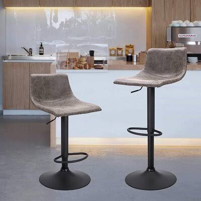 Bar Stools Set of 2 Counter Height, Swivel Barstools with Footrest and L Shape BACK, Height Adjustable Modern Bar Chairs, Vintag HSS2_F6QVM22