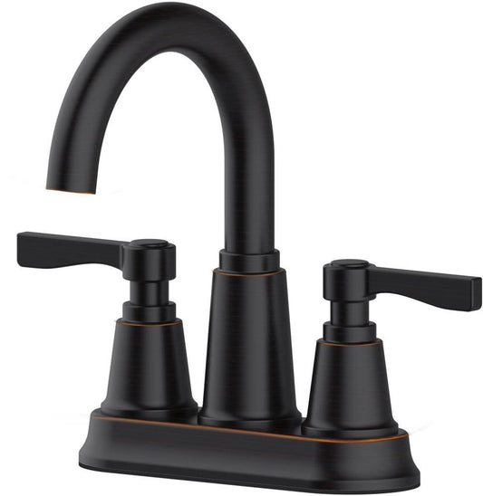 Allen + Roth Townley Oil Rubbed Bronze 2-Handle 4-in Centerset WaterSense Bathroom Sink Faucet with Drain and Deck Plate | 67130 PPJ4_Z6YFD96