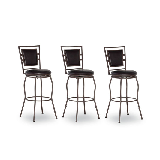 3PC Teagan Adjustable Stool Set Dark Brown - Linon UQX1_K6UWY80