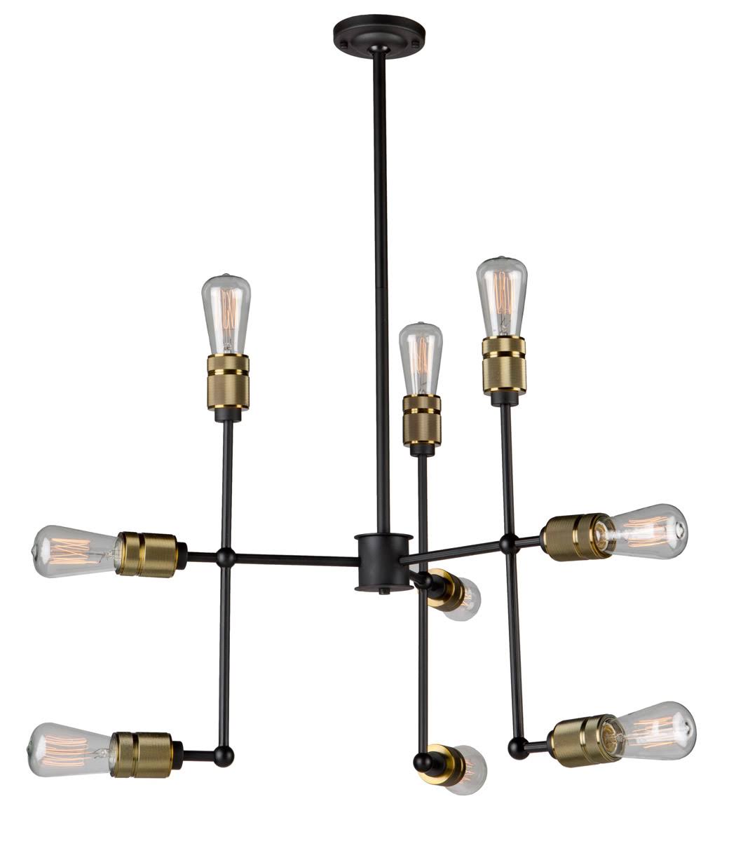 Chandeliers 9 Light Bulb Fixture with Vintage Brass Finish Metal Medium 25x22 900 Watts ZDP2_D7CNB60