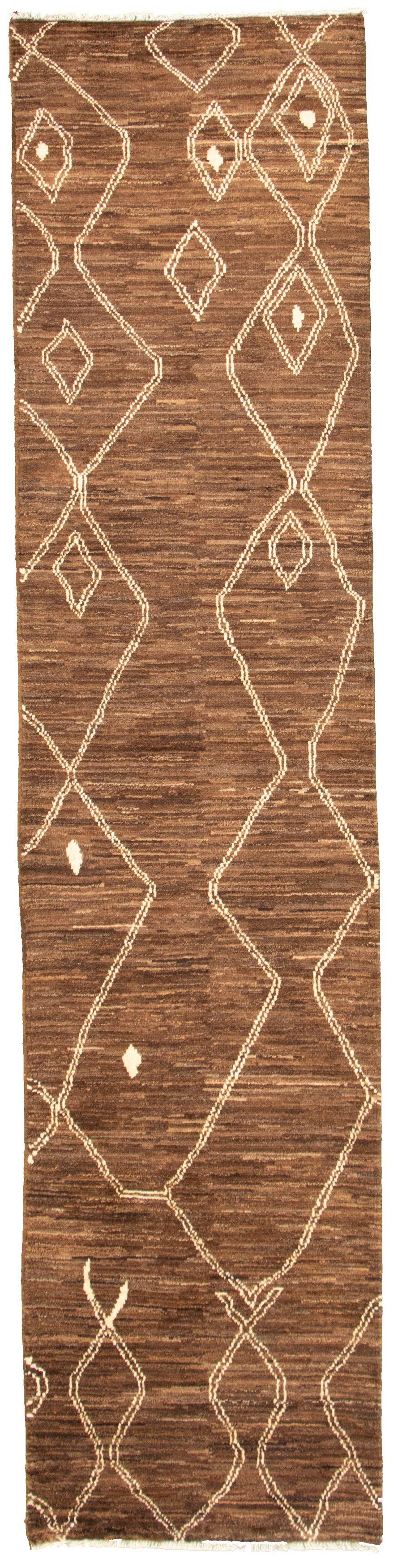 Hand-Knotted Marrakech Dark Brown Wool Rug 2&9x22 x 11&9x22 EIM1_O5AVF36