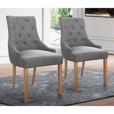 Daley Tufted Linen Wingback Parsons Chair Gracie Oaks Color: Gray LEO8_Y8VLQ12