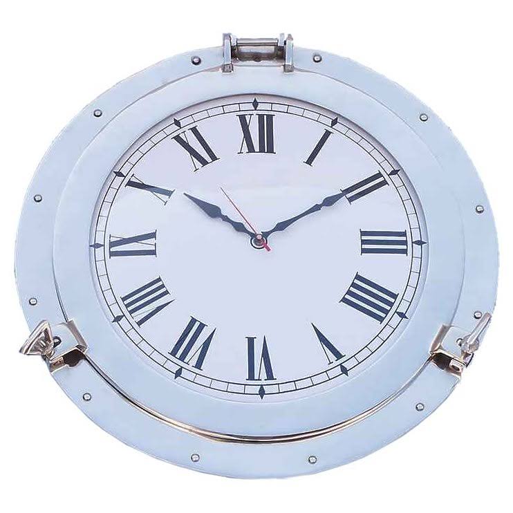 Chrome Decorative Ship Porthole Clock 24x22 IFG0_P2QXR52