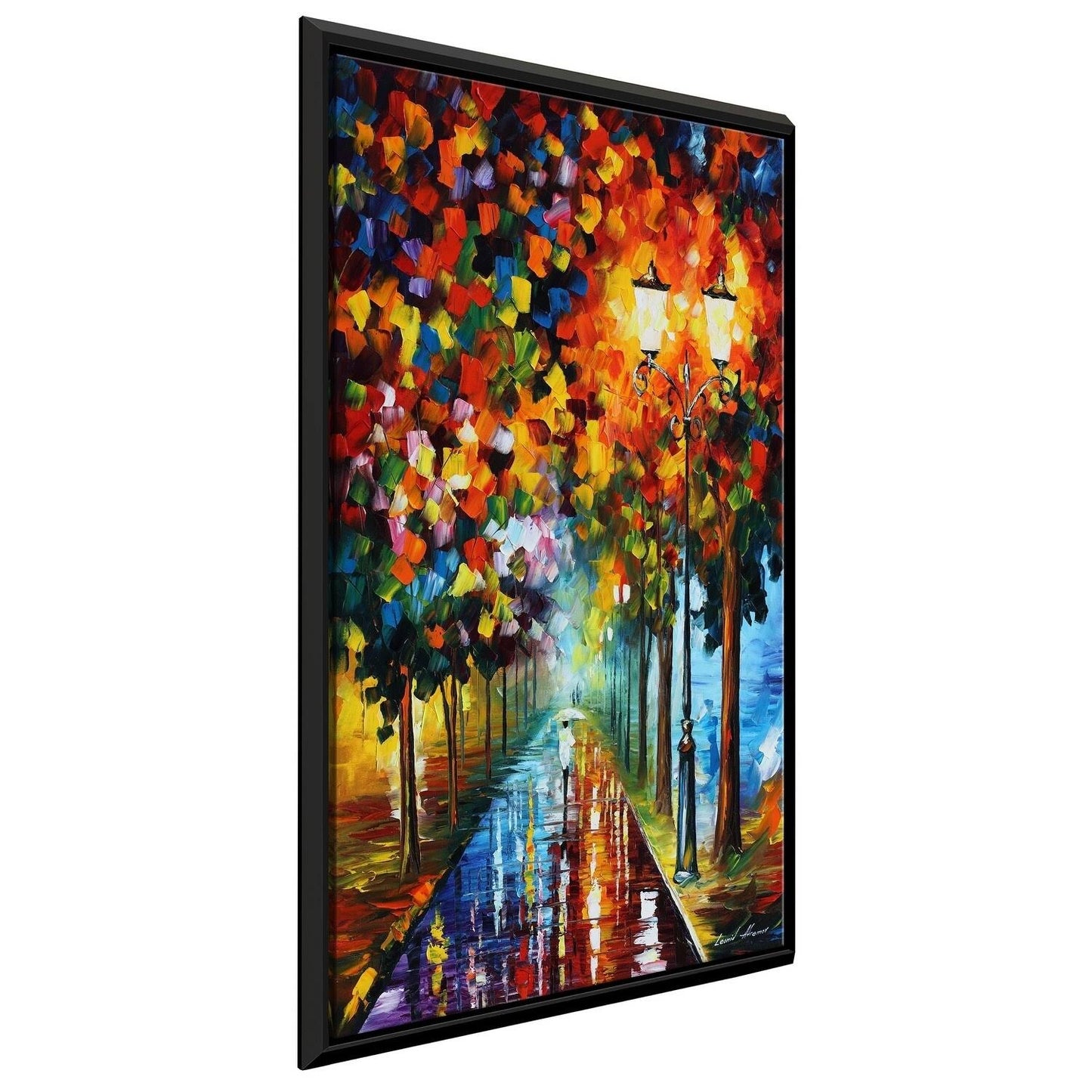 Picture Perfect International Burst of Colors & by Leonid Afremov Framed Oil Painting Print on Canvas, Size: 21.5 inch x 33.5 in OCY5_V2PUK63