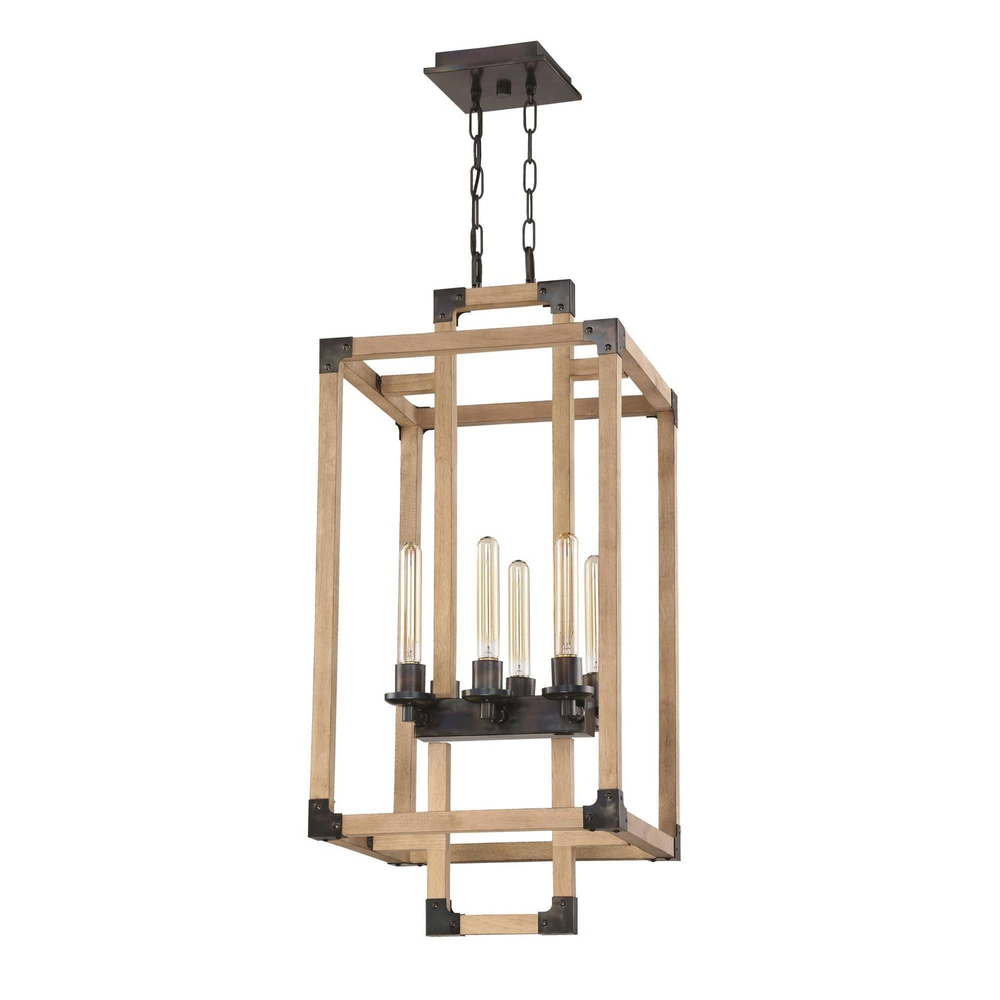 Craftmade Cubic 6 Light Foyer - Fired Steel/Natural Wood - 41536-FSNW DUS7_U6XFG58