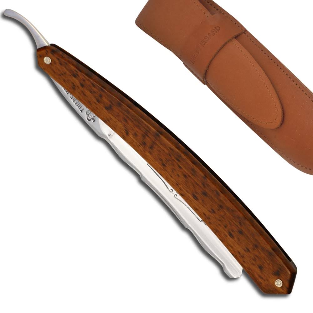 Historic Straight Razor 6/8 Mimosa Wood Handled - Forged Decorated with Hooked Nose on The Back of The Blade XYN9_E3RVK75