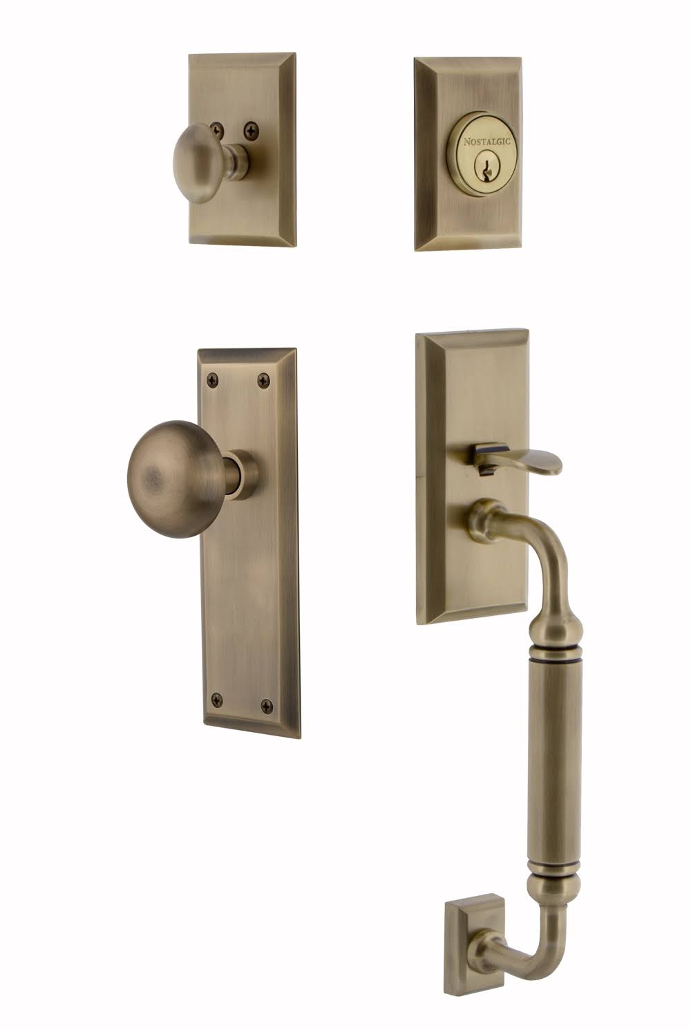 Nostalgic Warehouse 727663 New York Plate C Grip Entry Set New York Knob, Antique Brass AKP3_B3KLB12