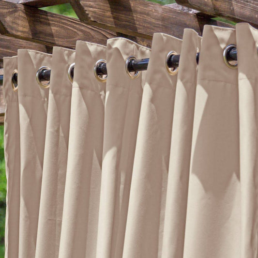 Basilica Beige Extra Wide Outdoor Curtain with Nickel Grommets 96 Long PSL0_X8XZV43